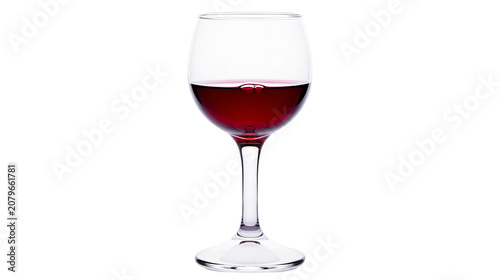 Фотография Clear glass goblet filled with deep red wine, isolated on transparent background