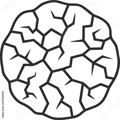 Konstfotografi A minimalist icon depicting cracked dry soil, symbolizing drought, water shortag