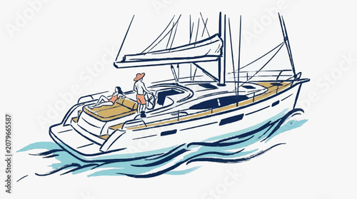 Tableau sur toile Wooden sailboat with detailed rigging and hull.