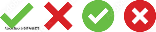 Green checkmark and red x icons