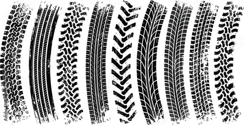 Foto Collection of various tire tracks and tread patterns
