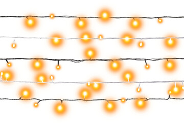 Glowing fairy lights on transparent background, png
