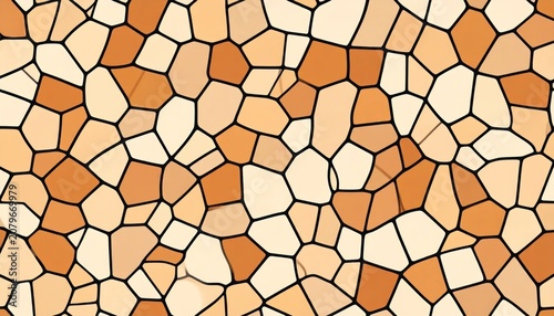 Beige and brown geometric stone tile mosaic pattern.