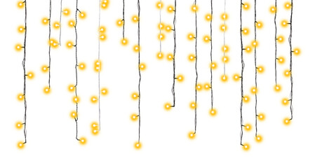 Glowing fairy lights on transparent background, png
