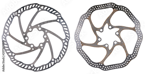 Obraz na plátně Steel brake disc mounted on a wheeled bicycle