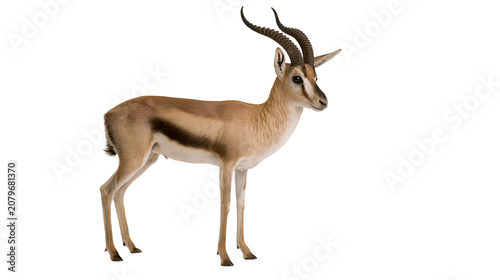 Obraz na płótnie Graceful gazelle with curved horns standing, isolated on transparent background
