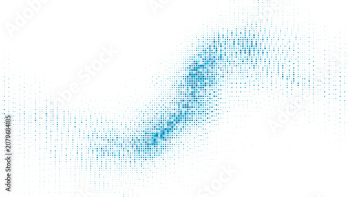 Abstract blue pixel data flow background, digital square particle stream design, modern technology vector illustration