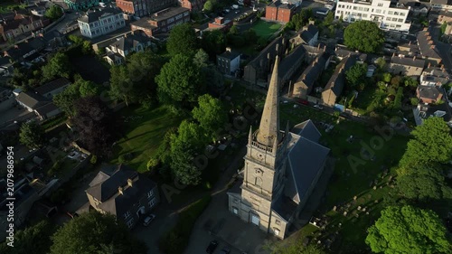 Aerial view of the historic city centre of historic downtown Drogheda, County Louth, Ireland.