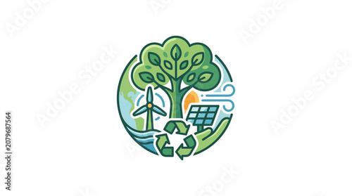 фотографія A sustainable future concept featuring a flourishing tree and happy community in