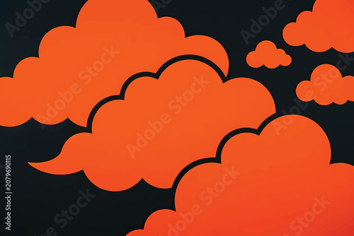 Striking Vibrant Orange Cloud Clusters on Dark Charcoal Sky.