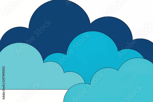 Royal Blue and Cyan Cool Tone Layered Stylized Clouds.