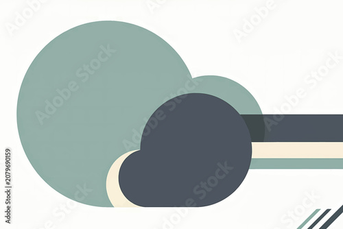 Abstract Slate Green and Charcoal Geometric Cloud Background with Crescent Accent.