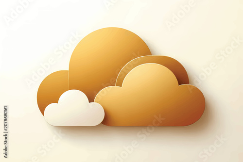 Stylized 3D Golden Brown and Ochre Rounded Cloud Composition.