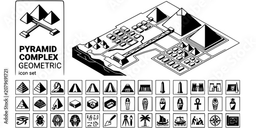 Bild auf Leinwand Hieroglyphic Cartouche Line Art Black White-Bird Symbol Eye Horus Name Border-Eg