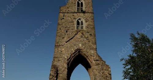 Afternoon sun shines on historic mid evil architecture in the city centre of Drogheda, County Louth, Ireland.