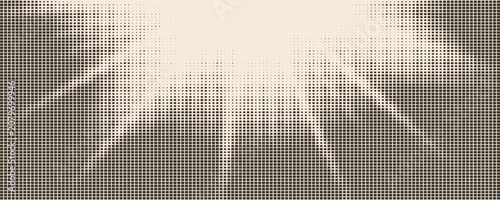 Aged beige square halftone gradient texture. Fading repeating diamond pixel background. Repeated gradation pattern. Vanishing comic pop art overlay backdrop. Vector cartoon raster effect wallpaper