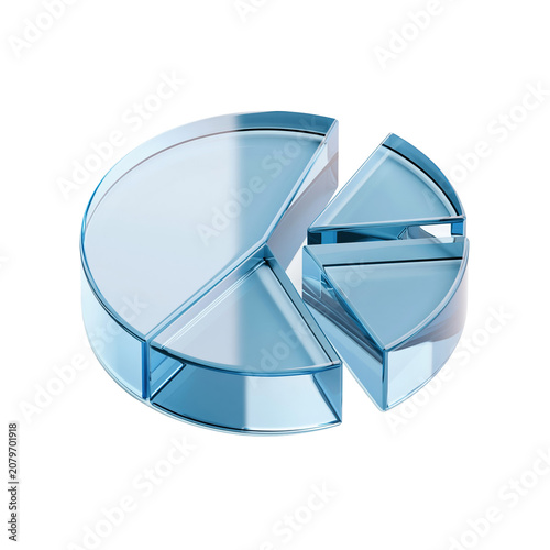 3D pie chart icon on transparent background for data analytics