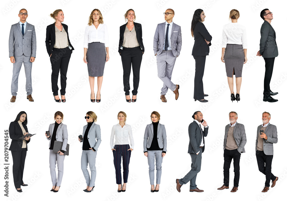 Obraz premium PNG Diverse professionals in formal attire on transparent background
