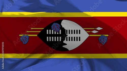 Eswatini Flag Waving in Slow Motion Loop Animation