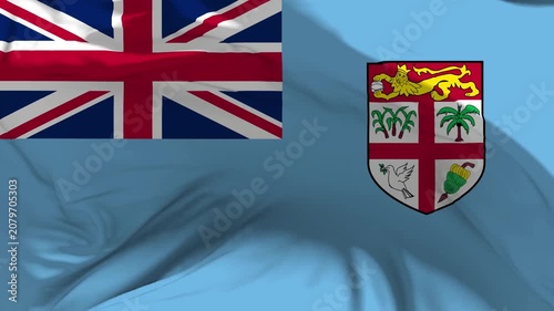 Fiji Flag Waving in Slow Motion Loop Animation