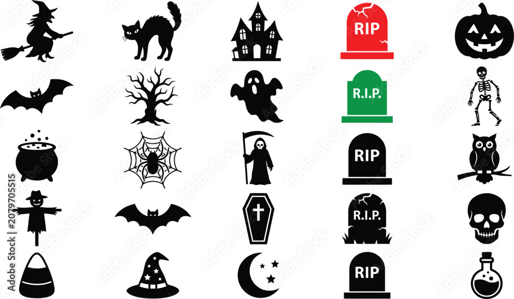 Fototapeta premium Halloween icons and symbols for decoration and design