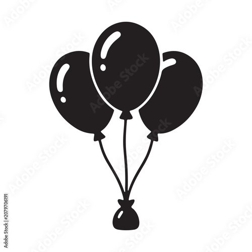Bundle of three balloons illustration with celebration decoration birthday floating illustration