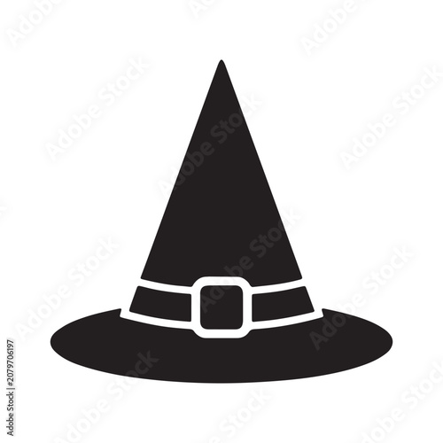 Witch hat with buckle vector illustration halloween sorceress headwear illustration isolated