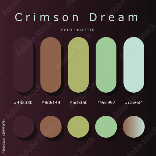 Obraz na płótnie Crimson Dream Digital Color Palette Design with Modern Swatches, Hex Codes, and