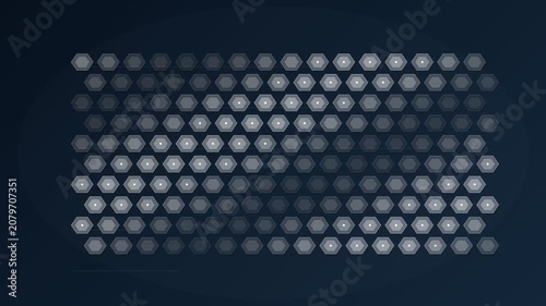White hexagonal patterns flickering on dark blue background