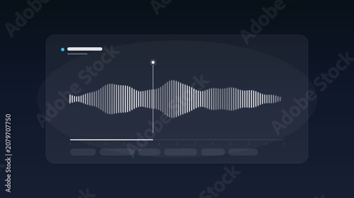 Digital audio visualizer interface with white waveform on dark