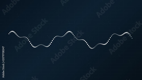 Digital white audio wave signal moving on dark background