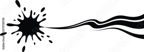Bilde på lerret Abstract liquid splash vector illustration set, generic black ink blot flowing wave and paint splatter graphics