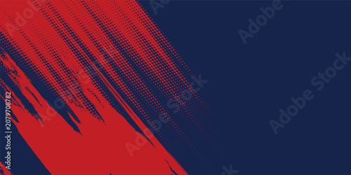 Halftone dots red and blue color pattern gradient grunge texture background. Dot pop art comic sport style vector illustration. grunge vector dots