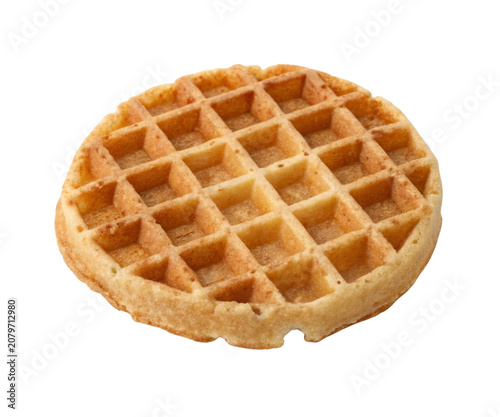 Crunchy Round Toasted Waffle Isolated