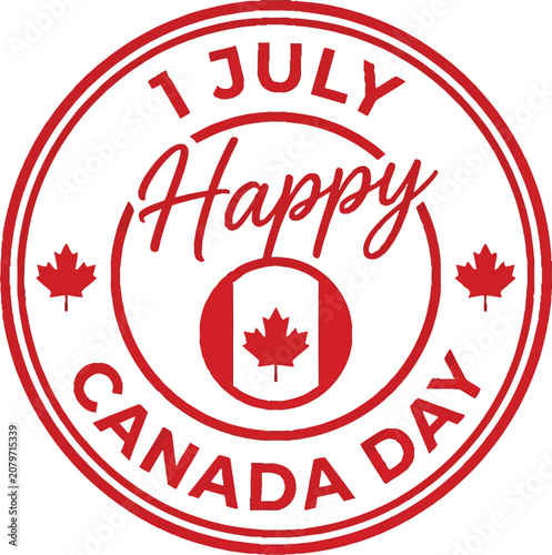 Canada Day celebration logo with maple leaf and text on white background