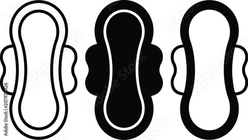Quadro su tela Sanitary pad icons illustration set, generic feminine hygiene and menstrual care symbols isolated on transparent background