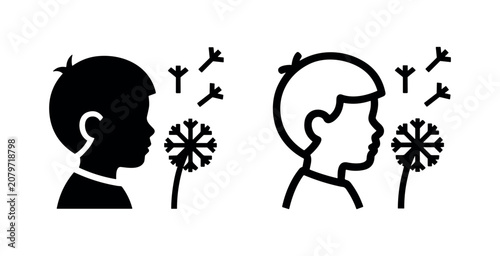 Fotografie Child blowing a dandelion icon