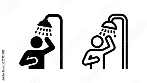 Fotografie Person taking a shower icon set, for hygiene, bathroom, or daily routine concepts