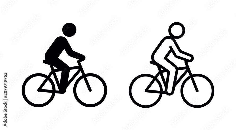 Obraz premium Person Riding a Bicycle Icon Set Representing Cycling, Sport, and Urban Transportation