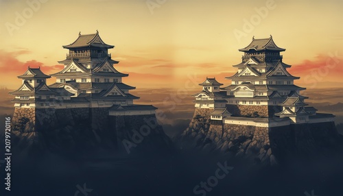 戦国時代の情景 日本史イラスト素材