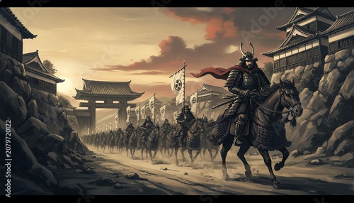 武家社会の場面 日本史イラスト素材