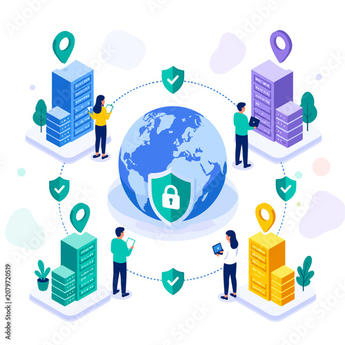 Digital Security and Data Protection Concept with Global Network 1.