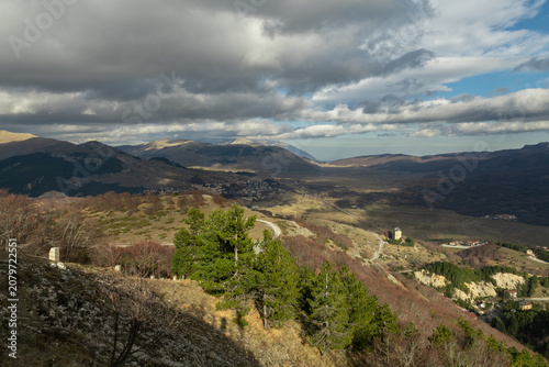 Scenic panoramic view of Cinquemiglia highland plain in Apennines mountains