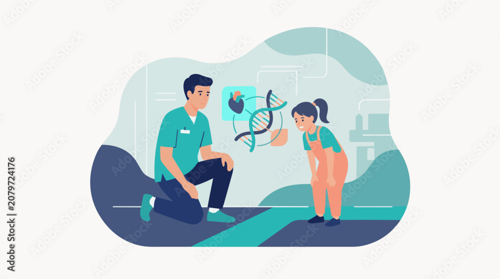 Fototapeta premium Telemedicine Consultation Between A Professional Doctor And A Young Girl Patient For Pediatric Health Assessment