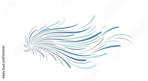 Schilderij op canvas Abstract Swirls of Blue and Teal Wisps on White Background