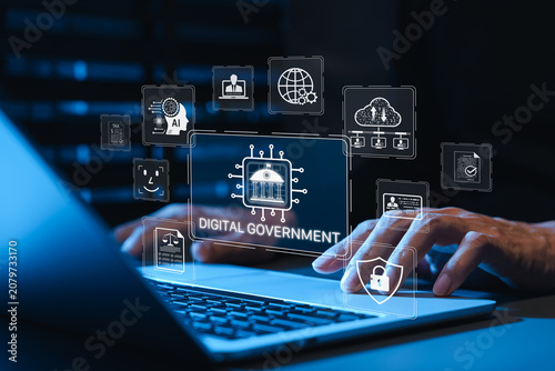 Bild auf Leinwand Digital government transformation and public service technology concept with e-g