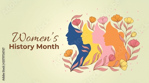 Women's history month celebration with colorful silhouettes