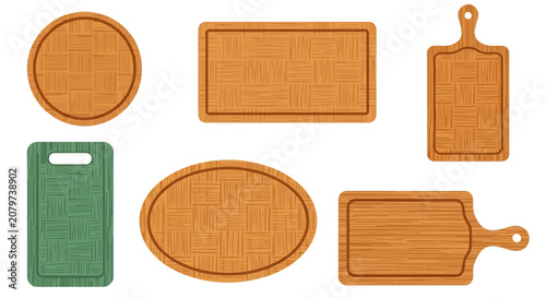 Bild auf Leinwand Set of Wooden Cutting Boards for Kitchen Preparation