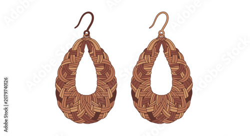 Schilderij op canvas Woven Rattan Teardrop Earrings Jewelry Design