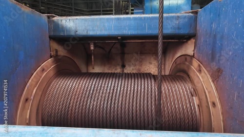 Inside the drawworks of oil drilling rig
